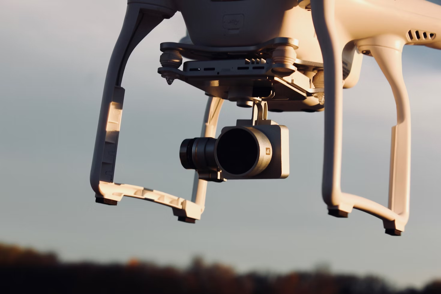 closeup of the camera of a uav in flight